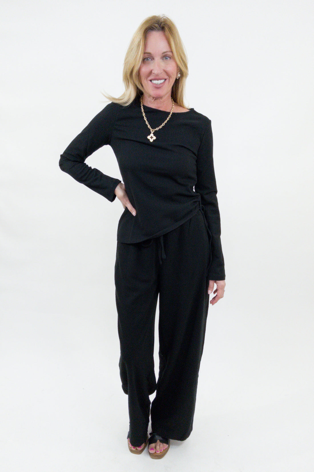 Black Label Texture Wide Leg Pants