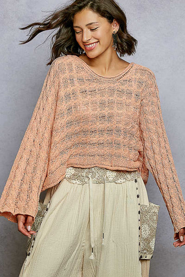 Apricot Cable Twist Sweater Crop