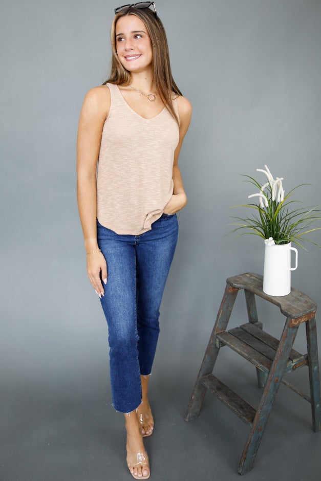 Slub V-Neck Tank Top
