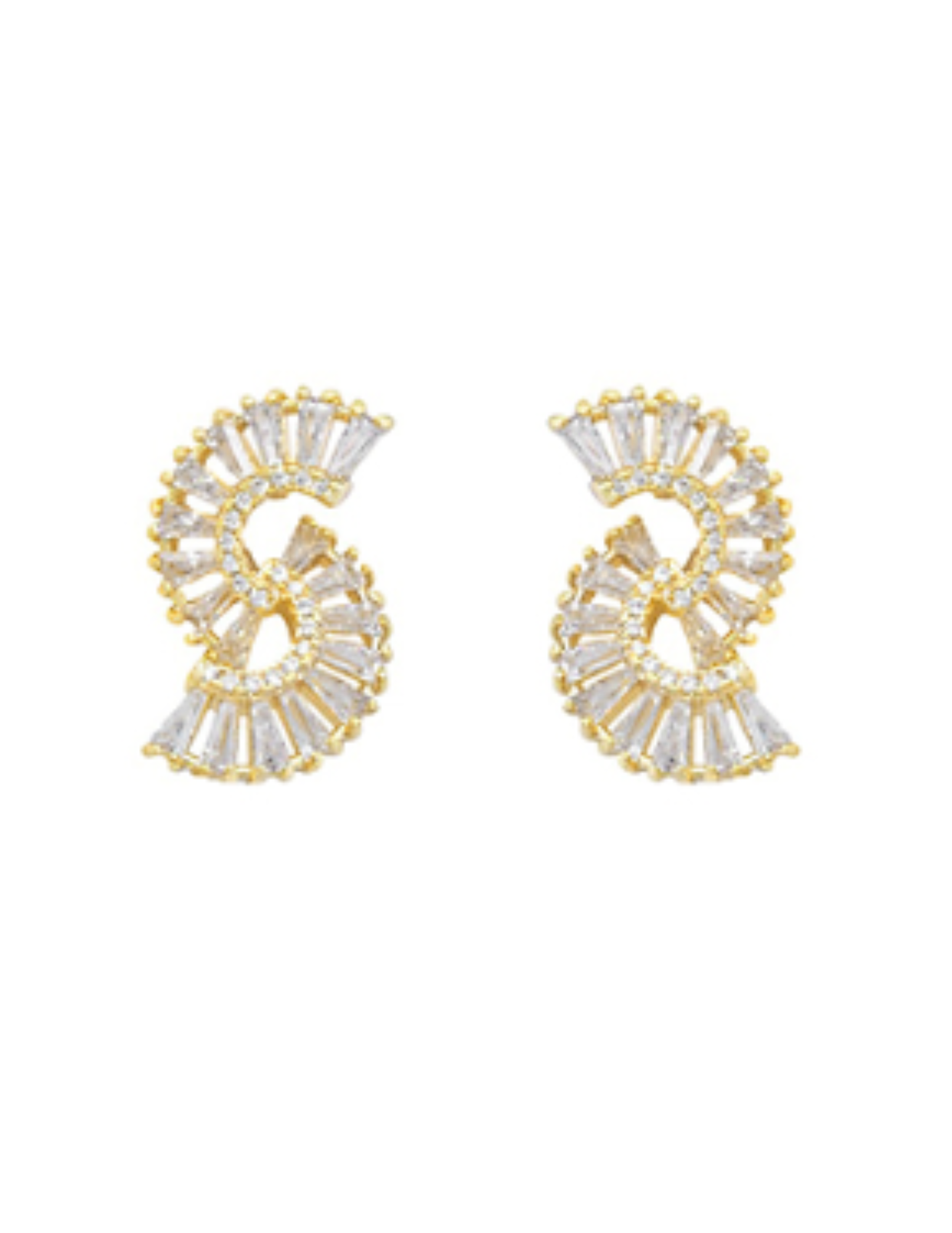 CZ Baguette Spiral Earrings