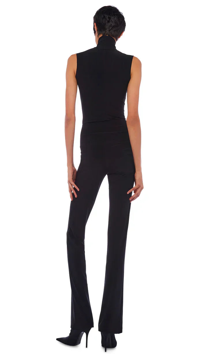 Slim Fit Sleeveless Turtle Top - Black