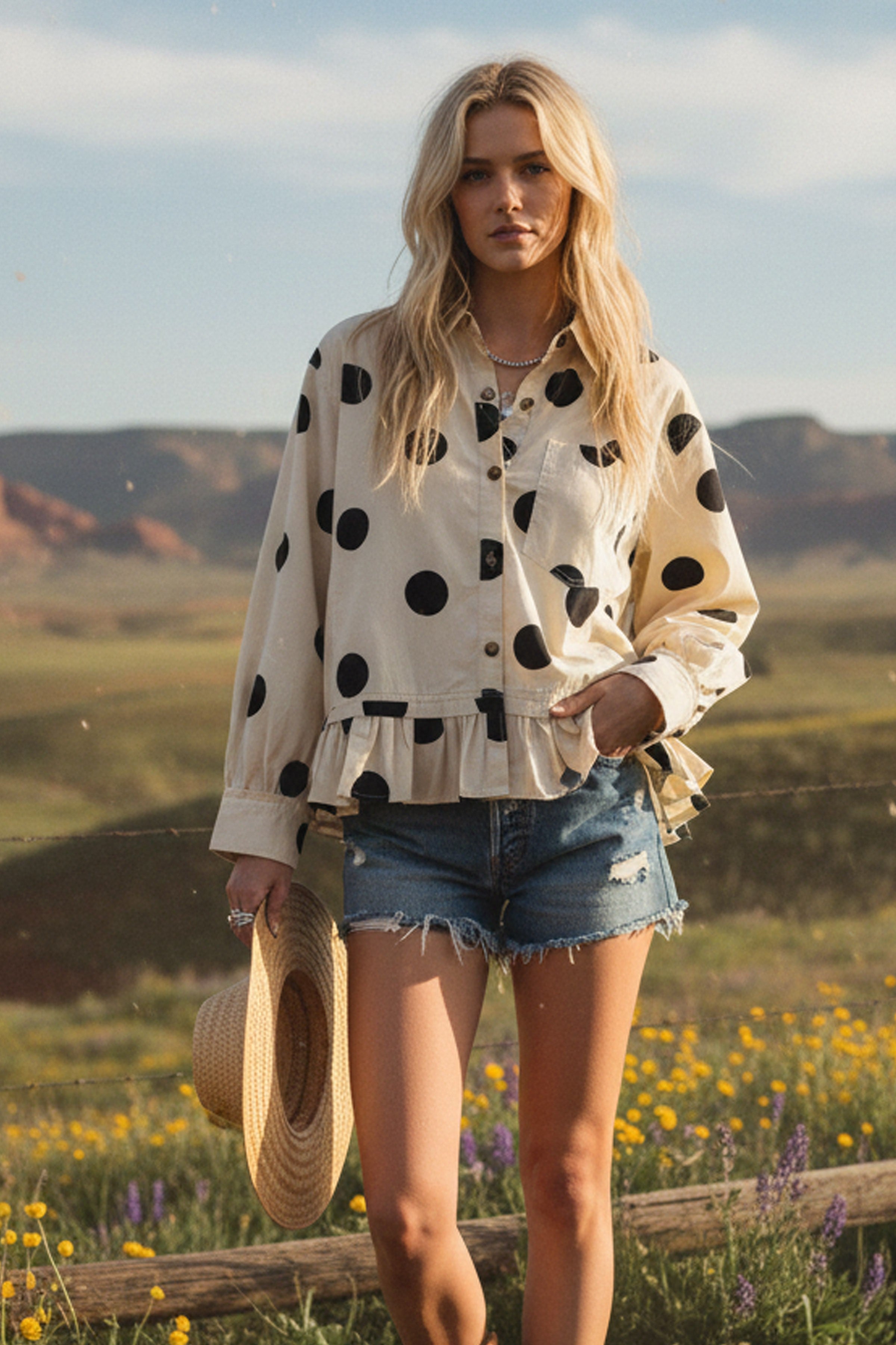 Playful Charm Polka Ruffle Blouse