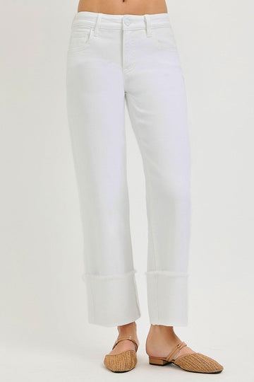 Cuffed Crop Wide Denim