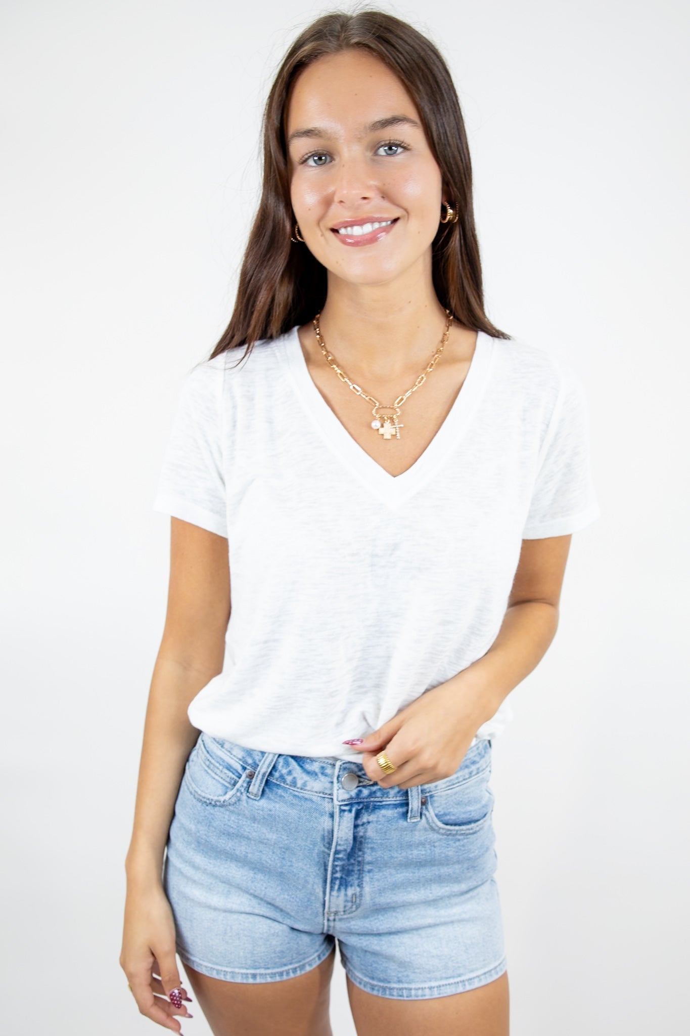 Everyday Hacci V Neck Tee Off White