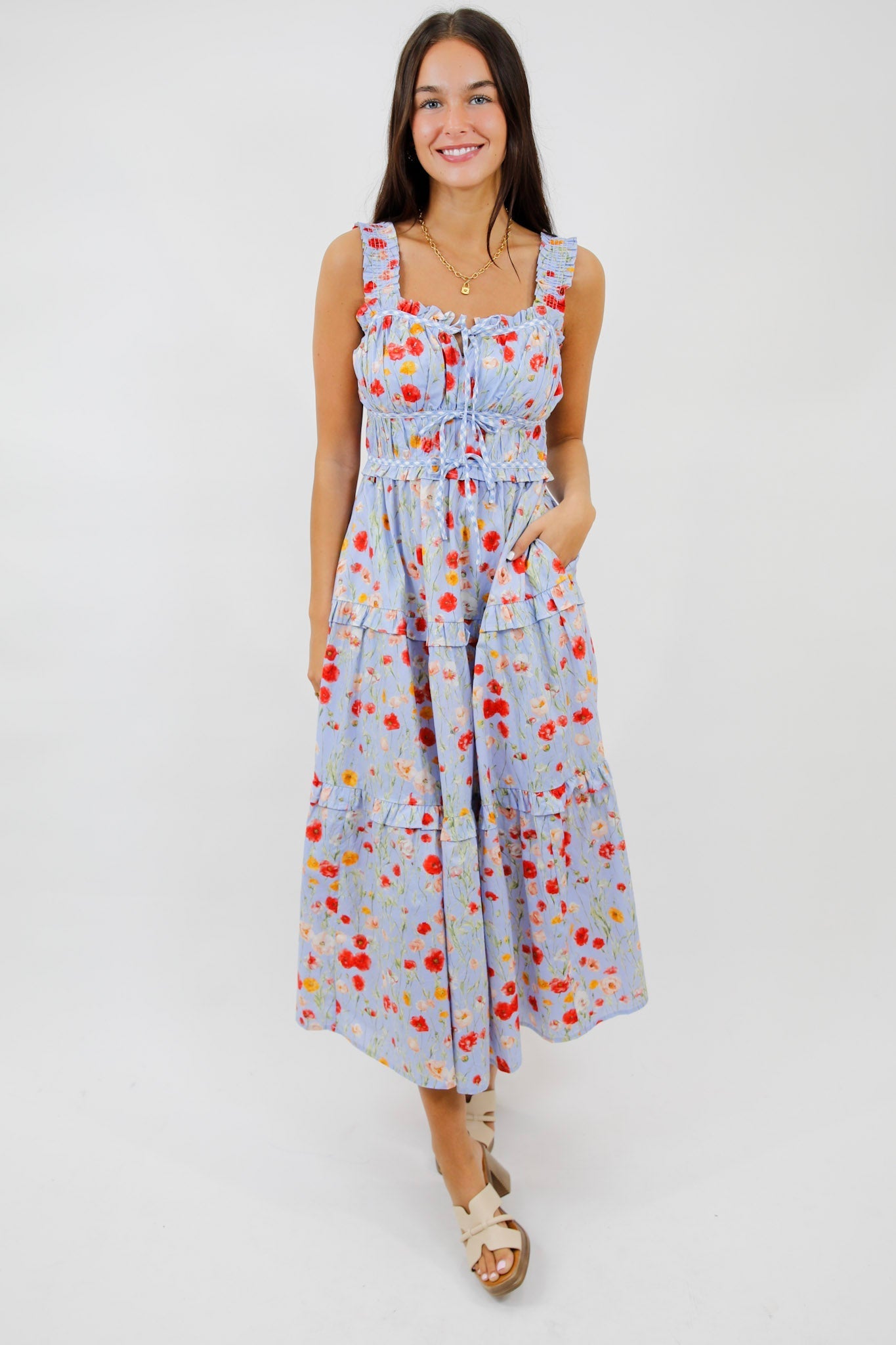 Bluebell Meadow Tiered Midi Dress