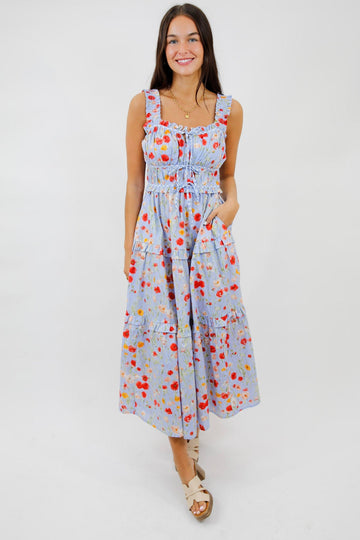 Bluebell Meadow Tiered Midi Dress