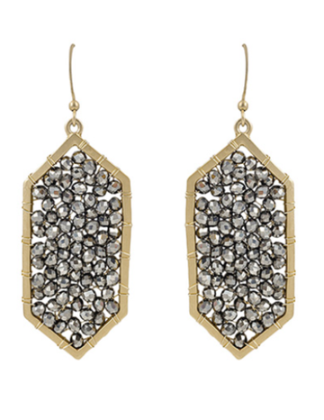 Beaded Hexagon Earrings (Multiple Colors)