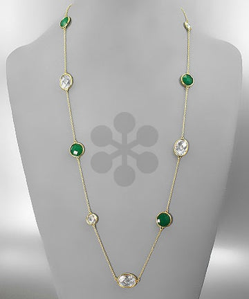 Emerald & Crystal Station Necklace
