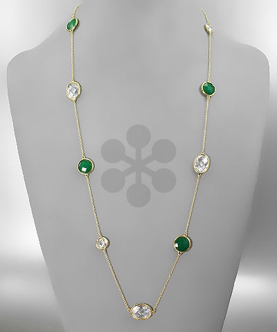 Emerald & Crystal Station Necklace