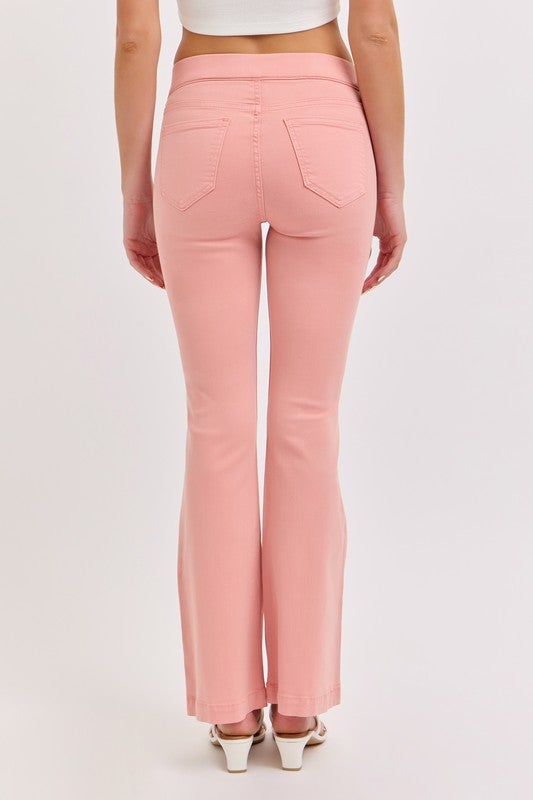 Cello Mid Rise Flare Jeggings (30¡± Inseam) - Coral Peach
