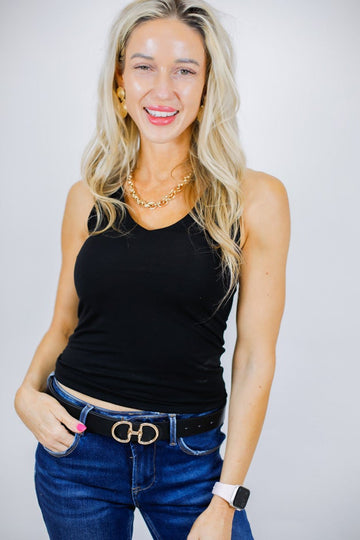Double Lined Full Length V-Neck Basic Tank ¨C Sleek & Versatile