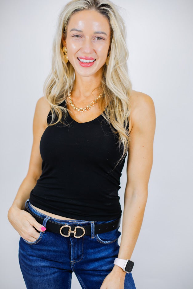Double Lined Full Length V-Neck Basic Tank ¨C Sleek & Versatile