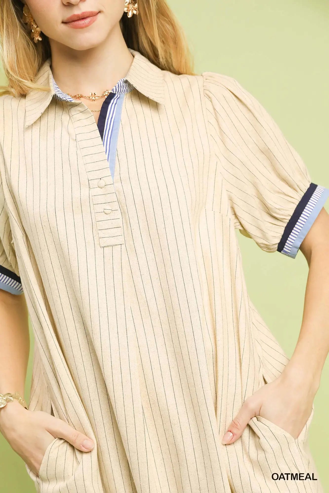 This Linen Pinstripe Polo Dress