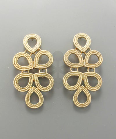 Gold Filigree Teardrop Statement Earrings