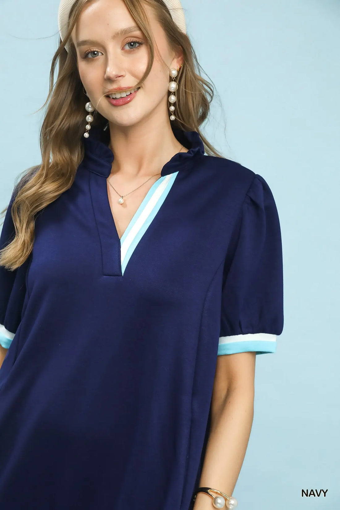 V-Neck Flutter Sleeve Shift Dress