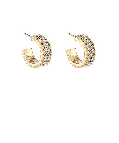 Crystal Embellished Gold Hoop Earrings