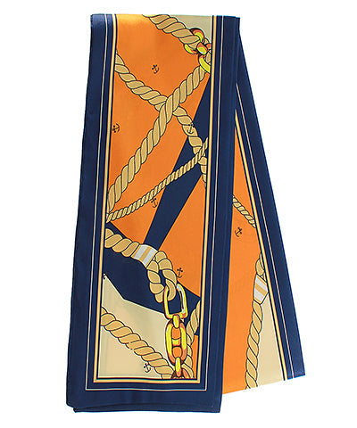 Gleaming Twilly Cord & Anchor Print Scarf