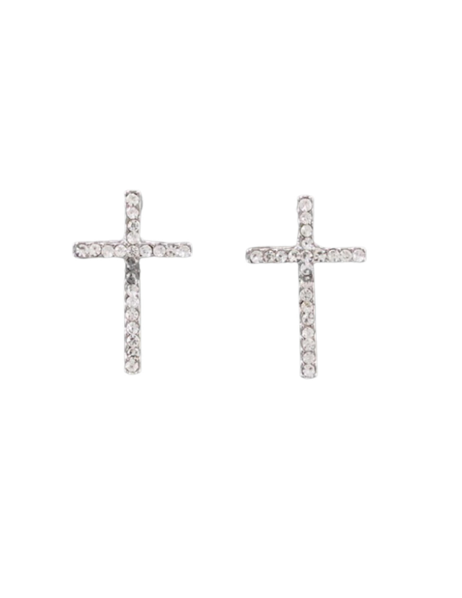 Crystal Cross Stud Earrings - Elegant Silver Rhinestone Jewelry