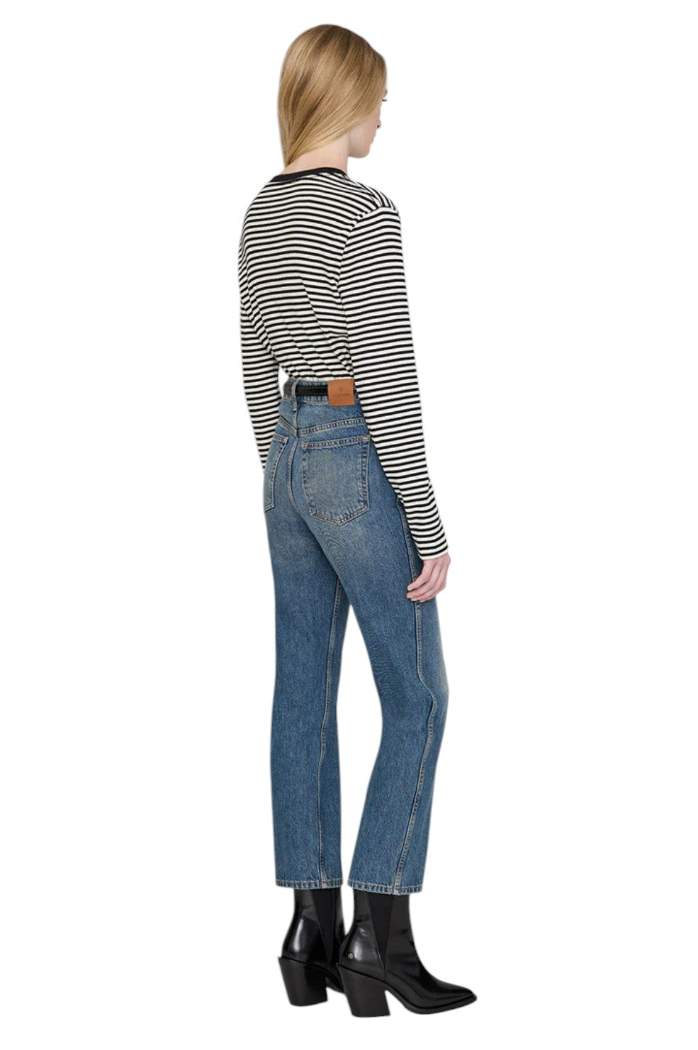 Alessia Long Sleeve Tee - Cream And Black Stripe