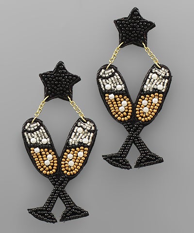 Champagne Glass Beaded Earrings