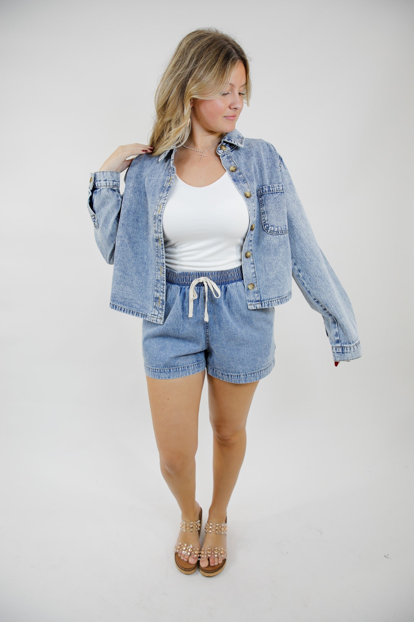Acid Wash Boxy Denim Shirt