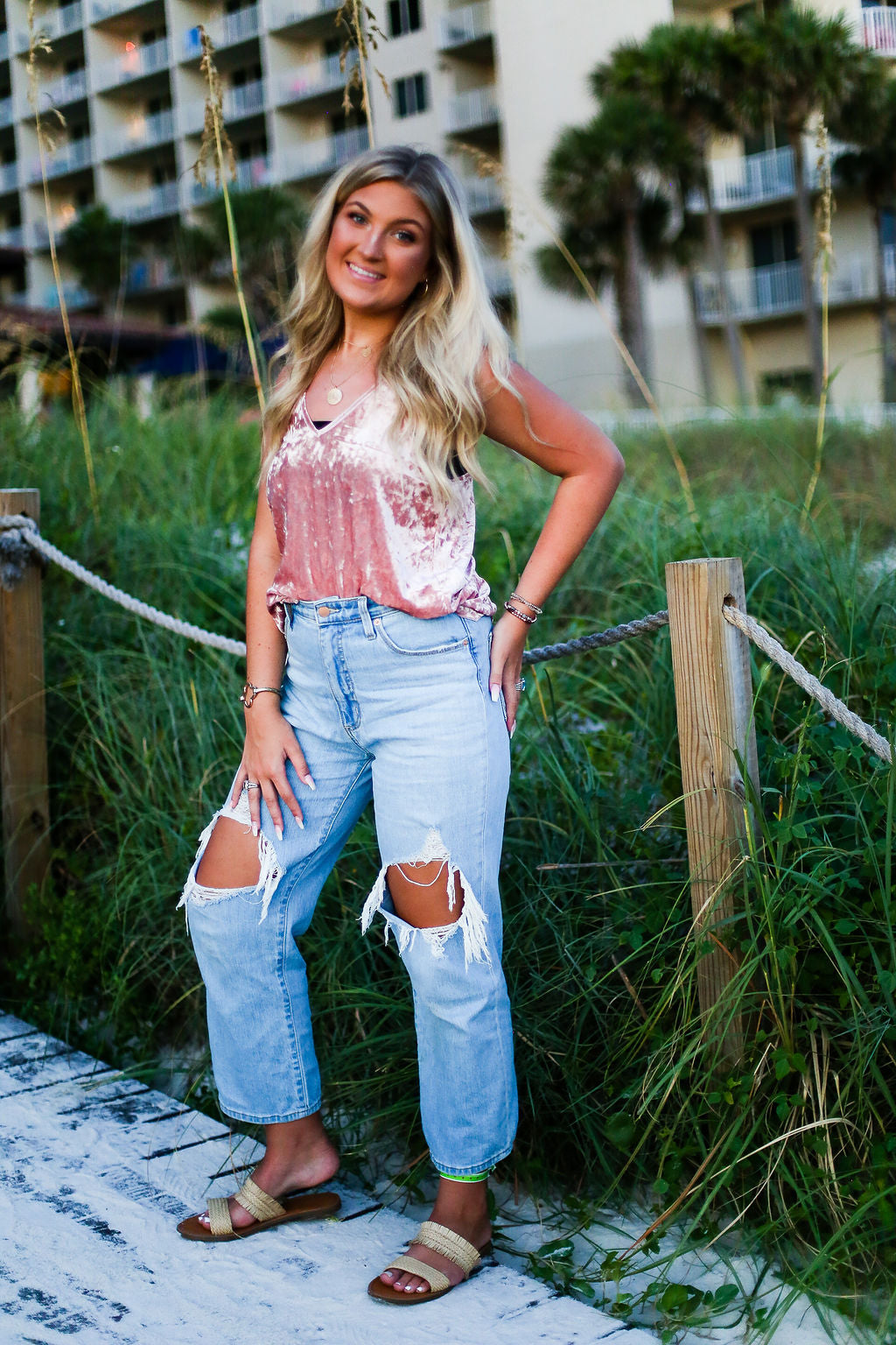 Blush Velvet Tank Top