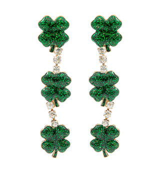 Radiant Clover Earrings (Green/Gold)