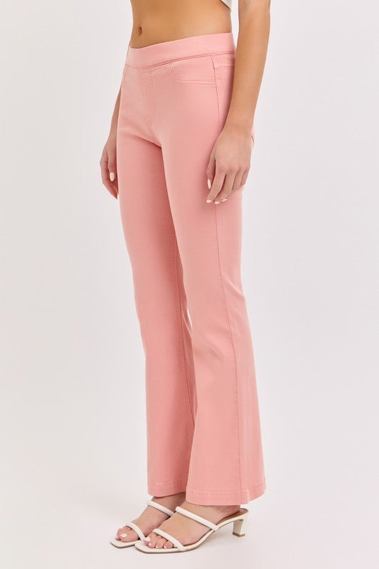 Cello Mid Rise Flare Jeggings (30¡± Inseam) - Coral Peach