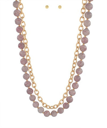 Golden Gem Drop Necklace Set
