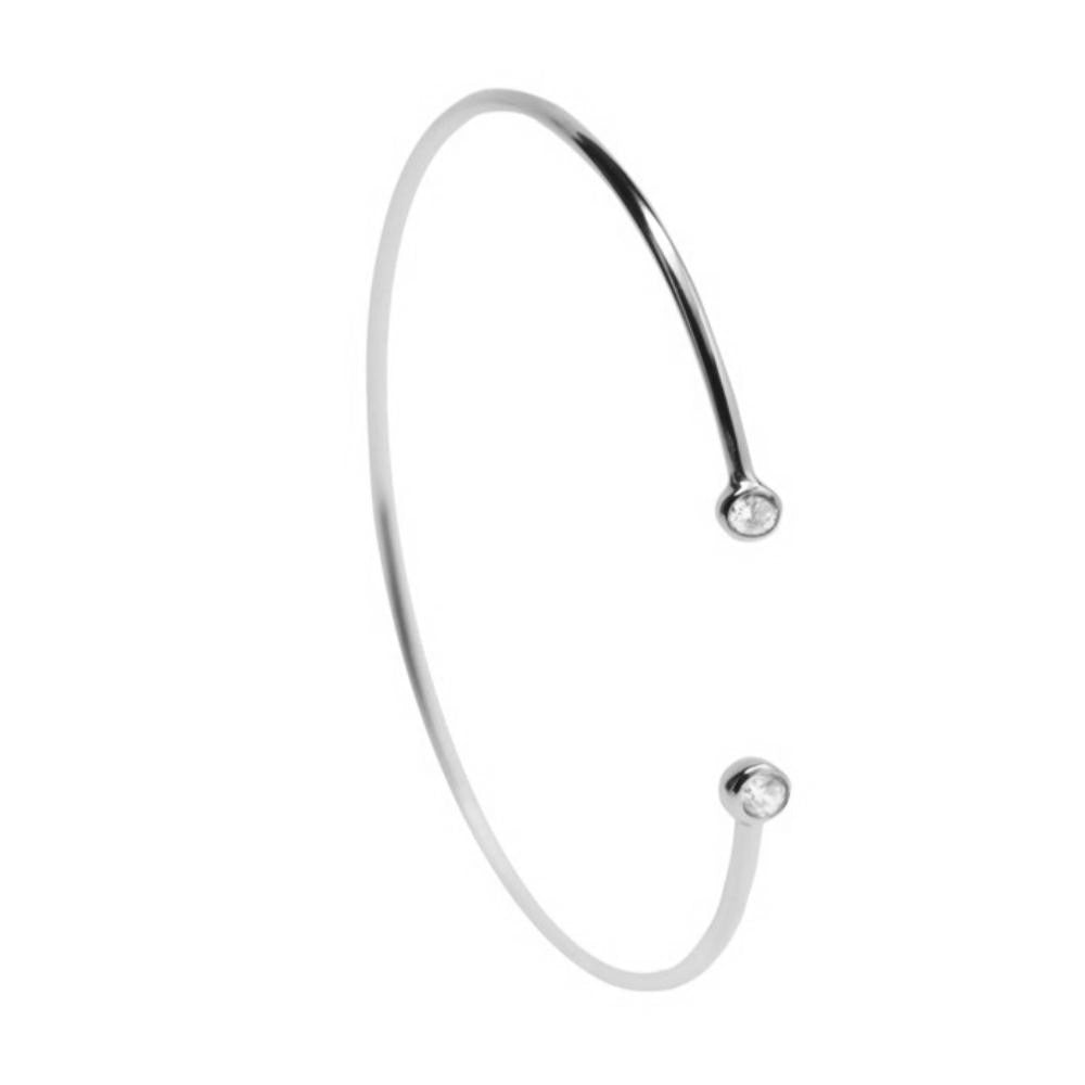 CZ Lucky Silver Bangle