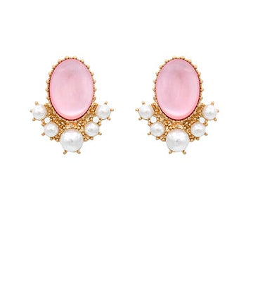 Luxe Pearl & Gemstone Stud Earrings