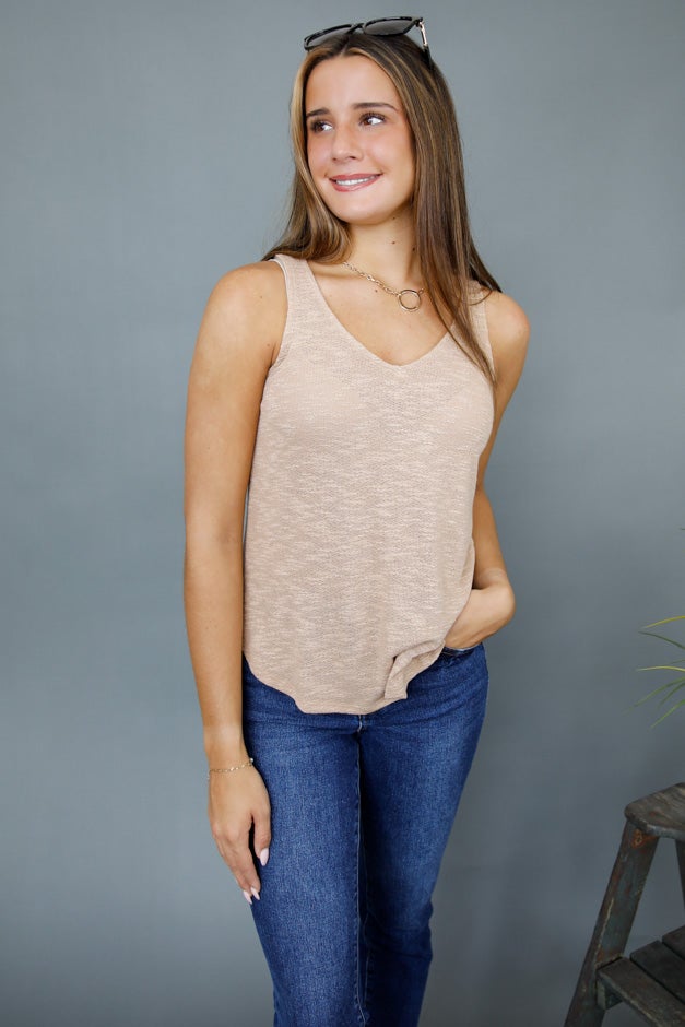 Slub V-Neck Tank Top