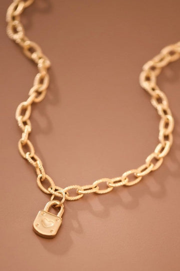 Golden Lock Chain Necklace