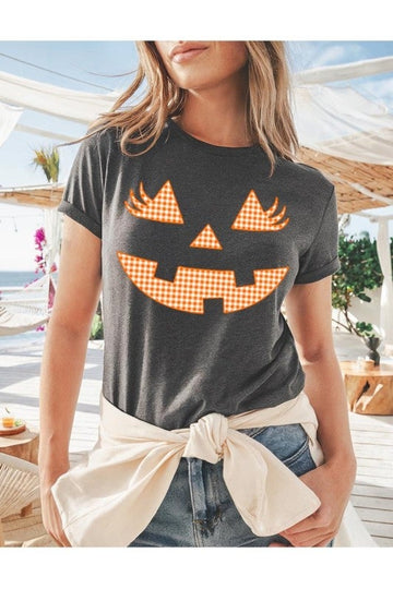 Pumpkin Gingham Graphic Tee